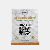 Eleganter Goldmarmor Moderner Geschäft- QR-Code Acrylschild (Vorderseite)