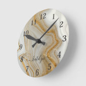 Eleganter Goldmarmor Runde Wanduhr (Winkel)