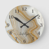 Eleganter Goldmarmor Runde Wanduhr (Vorderseite)