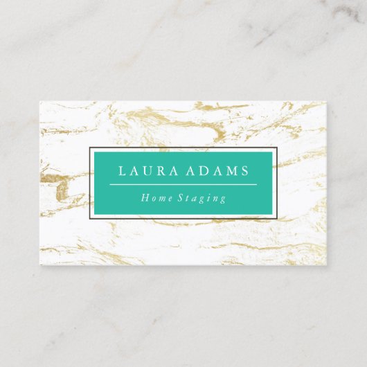 Eleganter Goldmarmor u. -MEERGRÜN Visitenkarte (Vorderseite)