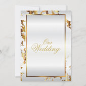 Eleganter Goldmarmor und weißer Satin Einladung (Rückseite)