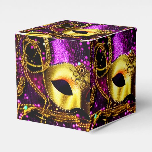 Eleganter Goldmaske-Cube Geschenkschachtel (Vorderseite)