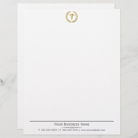 Eleganter Goldmedaille Caduceus Medical Letterhead Briefkopf (Vorne/Hinten)