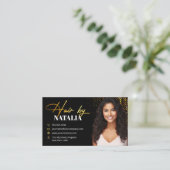 Eleganter Goldmedaille Sparkle Foto Friseur Visitenkarte (Stehend Vorderseite)