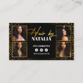 Eleganter Goldmedaille Sparkle Foto Friseur Visitenkarte (Rückseite)