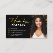 Eleganter Goldmedaille Sparkle Foto Friseur Visitenkarte (Vorderseite)