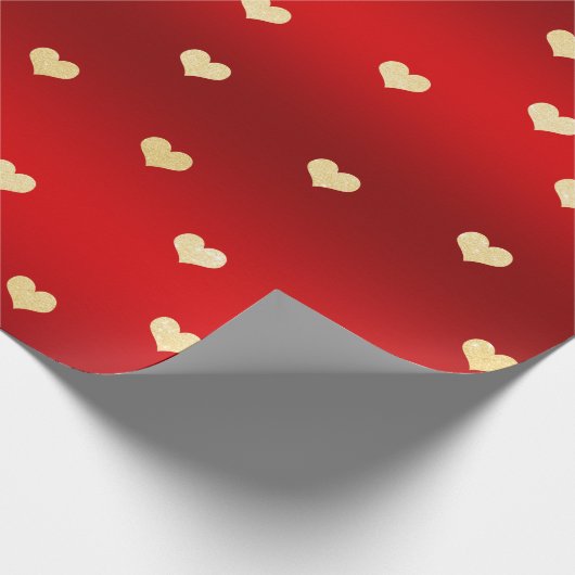 Eleganter Goldmedaille Valentins Tagesherz-Muster Geschenkpapier (Ecke)