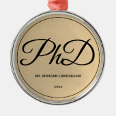 Eleganter Goldname PhD-Abschluss Ornament Aus Metall (Vorne)