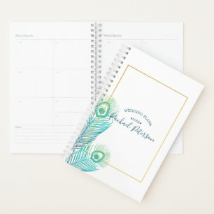 Eleganter Goldpfau-Hochzeitsplaner-Kalender Planer