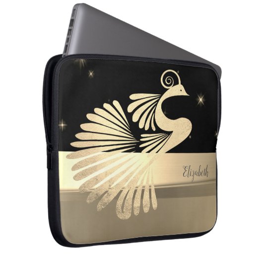 Eleganter Goldpfau - Personalisiert Laptopschutzhülle (Vorne Rechts)