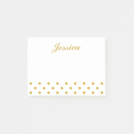 Eleganter Goldpolka-Punkt-personalisierter Name Post-it Klebezettel