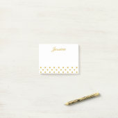 Eleganter Goldpolka-Punkt-personalisierter Name Post-it Klebezettel (Auf Schreibtisch)