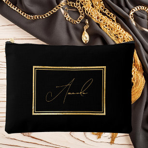 Eleganter Goldrahmen auf schwarzem personalisiert Zubehörtasche