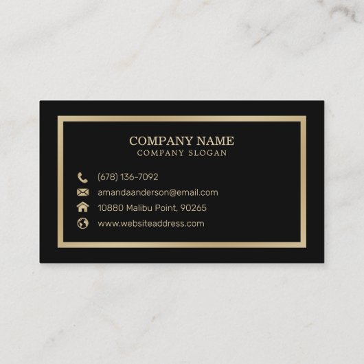 Eleganter Goldrahmen auf weißem Marmor | Visitenka Visitenkarte (Rückseite)