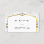 Eleganter Goldrahmen aus weißem Marmor Makeup Arti Visitenkarte (Rückseite)