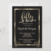 Eleganter Goldrahmen, Black 50. Geburtstagsparty Einladung (Vorderseite)