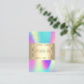 Eleganter Goldrahmen, Confetti Ombre Holographic Rabattkarte (Stehend Vorderseite)