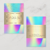 Eleganter Goldrahmen, Confetti Ombre Holographic Rabattkarte (Vorne/Hinten)
