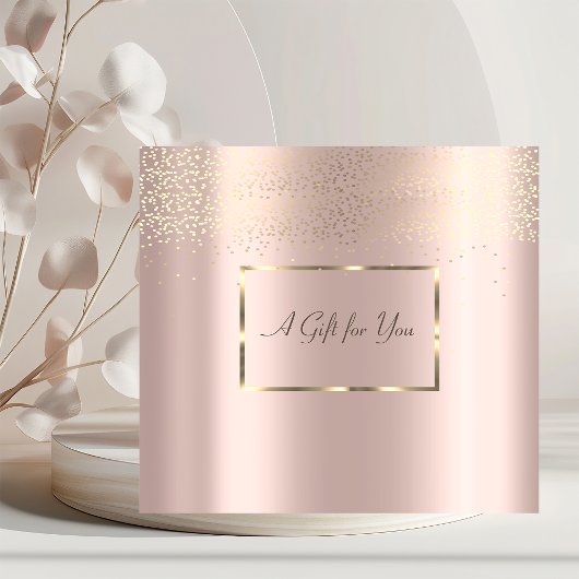 Eleganter Goldrahmen, Confetti Rose Gold Rabattkarte