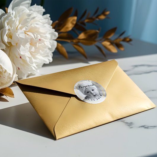 Eleganter Goldrahmen | Erstes Weihnachtsfest des K Runder Aufkleber