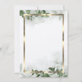 Eleganter Goldrahmen, Eukalyptus Dress Brautparty Einladung (Rückseite)