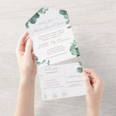 Eleganter Goldrahmen Eukalyptus Wreath Wedding All In One Einladung (Abreißen)