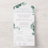 Eleganter Goldrahmen Eukalyptus Wreath Wedding All In One Einladung (Innen Boden)