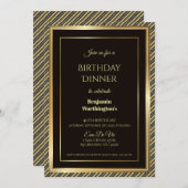 Eleganter Goldrahmen gestreift 40. Geburtstagsesse Einladung (Vorne/Hinten)