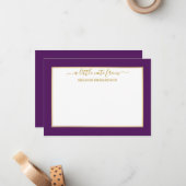 Eleganter Goldrahmen - Größe auswählen - Lila Mitteilungskarte (Vorderseite/Rückseite Beispiel)
