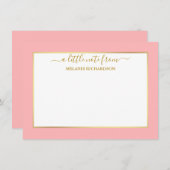 Eleganter Goldrahmen - Größe auswählen - Rosa Farb Mitteilungskarte (Vorne/Hinten)