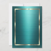 Eleganter Goldrahmen, grüner metallischer Ruhestan Einladung (Rückseite)