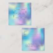 Eleganter Goldrahmen, Konfetti Blue Holographic Rabattkarte (Vorne/Hinten)