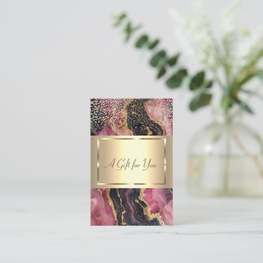 Eleganter Goldrahmen, Konfetti, Burgund-Marmor Rabattkarte (Stehend Vorderseite)