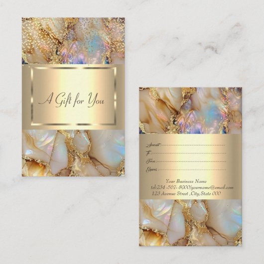 Eleganter Goldrahmen, Konfetti, farbenfroher Marmo Rabattkarte (Vorne/Hinten)
