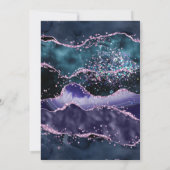 Eleganter Goldrahmen Lila und Blue Agate Wedding Einladung (Rückseite)