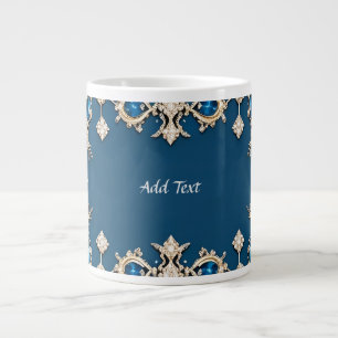 Eleganter Goldrahmen mit blauen Edelsteinen Jumbo-Tasse