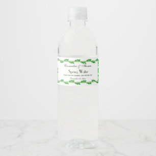 Eleganter Goldrahmen mit grünen Blättern DIY-Hinte Wasserflaschenetikett