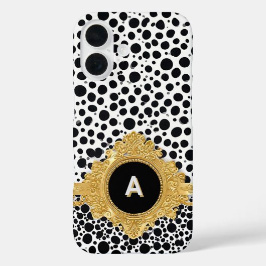 Eleganter Goldrahmen mit Polka Dot Background Case-Mate iPhone Hülle (Rückseite)