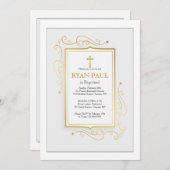 Eleganter Goldrahmen - religiöse Einladung (Vorne/Hinten)
