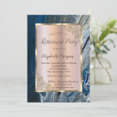Eleganter Goldrahmen, Retirement aus blauem Marmor Einladung (Stehend Vorderseite)