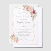 Eleganter Goldrahmen Rosa Blume Girl Taufe Pergament Einladungen (Versetzt)
