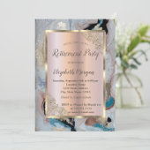 Eleganter Goldrahmen, Rose Gold, Marmorrezept Einladung (Stehend Vorderseite)