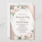 Eleganter Goldrahmen, Rose, Rose Gold-Rente Einladung (Vorderseite)