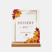 Eleganter Goldrahmen & rustikale Herbstdessert Bar Acrylschild (Vorderseite)