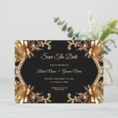 Eleganter Goldrahmen Save The Date (Stehend Vorderseite)