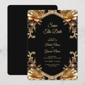 Eleganter Goldrahmen Save The Date (Vorne/Hinten)