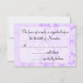 Eleganter Goldrahmen und Lila Damask RSVP Karte (Rückseite)