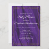 Eleganter Goldrahmen und Lila Seidenspülung Einladung (Vorderseite)