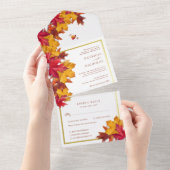 Eleganter Goldrahmen und rustikale Herbstzauber Ho All In One Einladung (Abreißen)