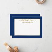 Eleganter Goldrahmen - Wählen Sie Größe - Navy Blu Mitteilungskarte (Vorderseite/Rückseite Beispiel)